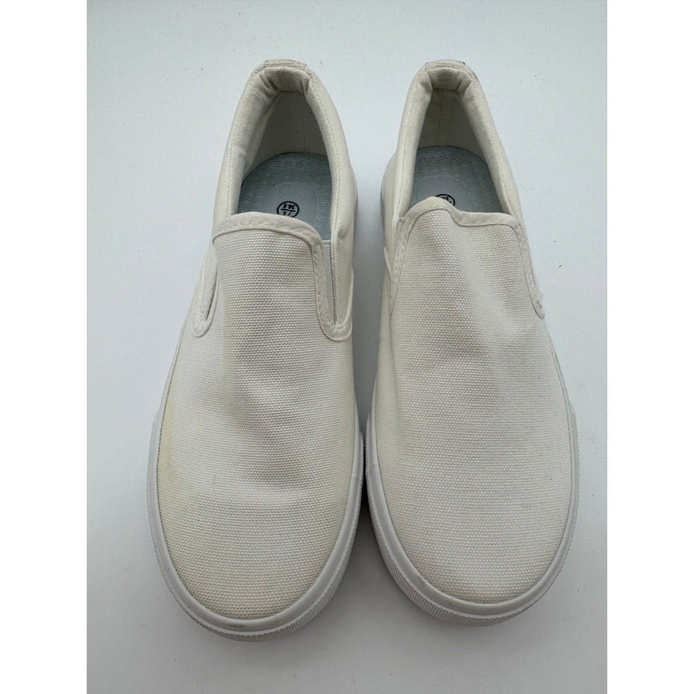 White Canvas Slip On Sneakers Women'sSize 7.5 Casual Shoes - Picture 4 of 7